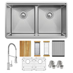 Elkay Tarja Crosstown® Calibre 18 Workstation Acero Inoxidable 31-1/2" x 18-1/2" x 9" de Dos Tazones Iguales Bajo Cubierta (Kit con Llave) con Aqua Divide — ambiente de cocina