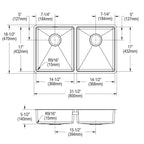 Elkay Tarja Crosstown® Calibre 18 Acero Inoxidable 31-1/2" x 18-1/2" x 5-1/2" de Dos Tazones Bajo Cubierta — vista de producto