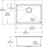Elkay Tarja Crosstown® Calibre 18 Acero Inoxidable 25" x 22" x 9" de Un Tazón de Doble Montaje (Kit) — vista de producto