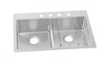 Elkay Tarja Crosstown® Calibre 18 Acero Inoxidable 33" x 22" x 9" de Dos Tazones Iguales de Doble Montaje (Kit con Aqua Divide) — vista de producto