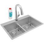 Elkay Tarja Crosstown® Calibre 18 Acero Inoxidable 33" x 22" x 9" de Dos Tazones Iguales de Doble Montaje (Kit con Llave Filtrada) con Aqua Divide — vista de producto