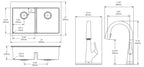 Elkay Tarja Crosstown® Calibre 18 Acero Inoxidable 33" x 22" x 9" de Dos Tazones Iguales de Doble Montaje (Kit con Llave Filtrada) con Aqua Divide — vista de producto