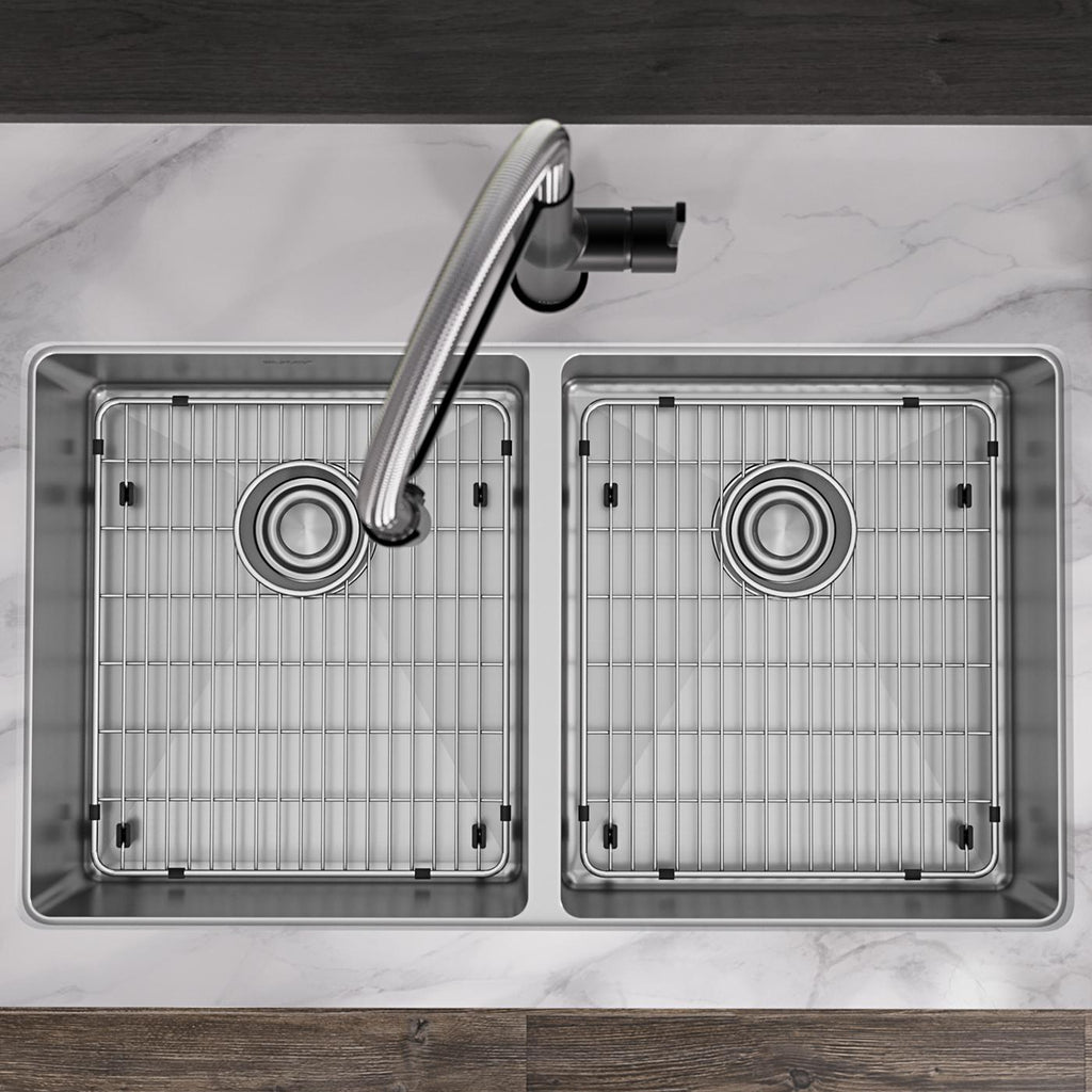 Elkay Tarja Crosstown® Calibre 18 Acero Inoxidable 33" x 22" x 6" de Dos Tazones Iguales de Doble Montaje ADA (Kit) — ambiente de cocina