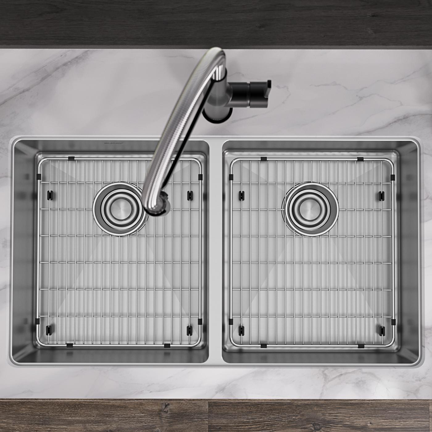 Elkay Tarja Crosstown® Calibre 18 Acero Inoxidable 33" x 22" x 6" de Dos Tazones Iguales de Doble Montaje ADA (Kit) — ambiente de cocina