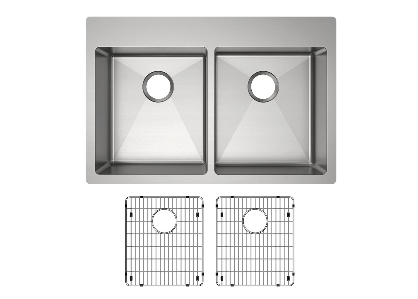 Elkay Tarja Crosstown® Calibre 18 Acero Inoxidable 33" x 22" x 6" de Dos Tazones Iguales de Doble Montaje ADA (Kit) — ambiente de cocina