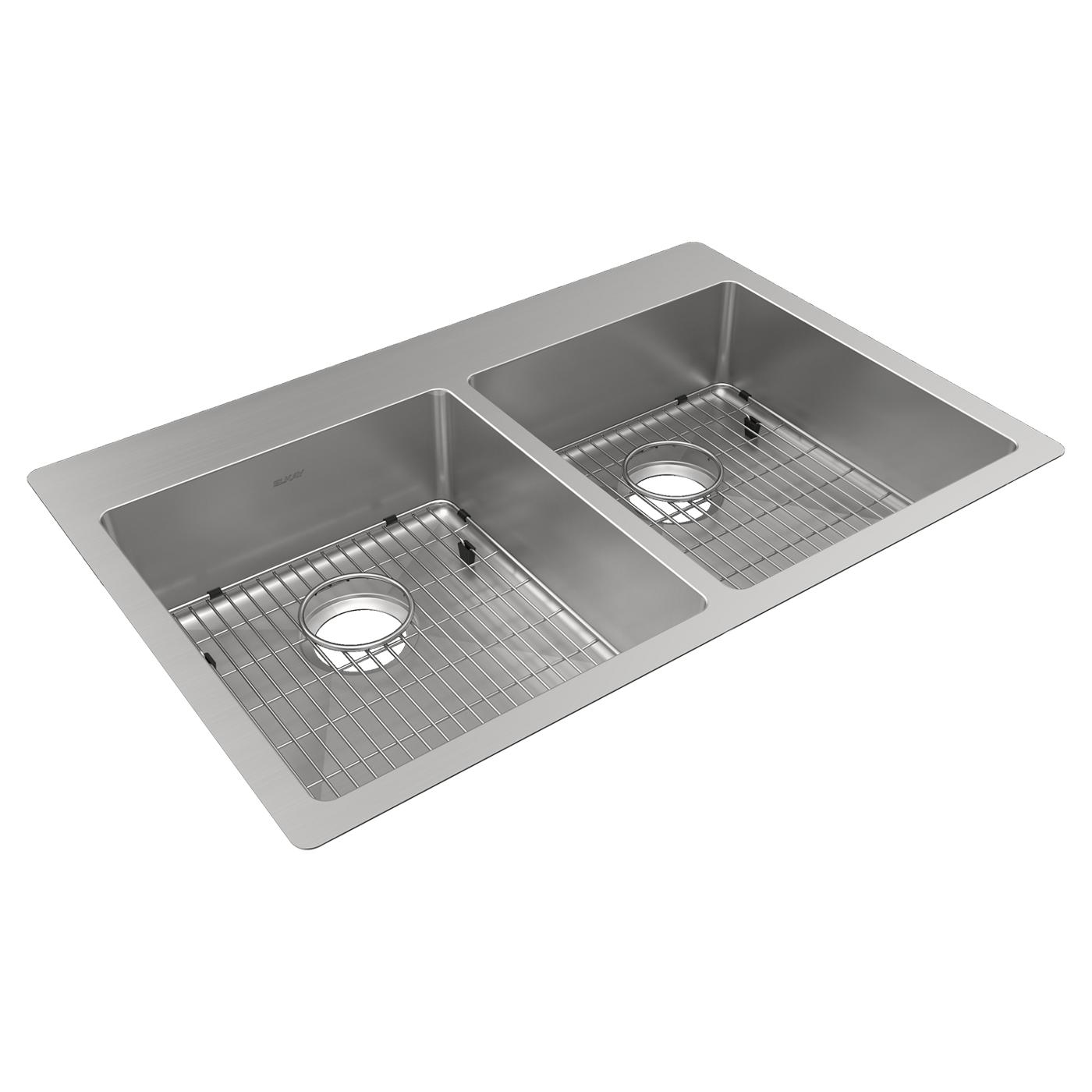 Elkay Tarja Crosstown® Calibre 18 Acero Inoxidable 33" x 22" x 6" de Dos Tazones Iguales de Doble Montaje ADA (Kit) — vista de producto