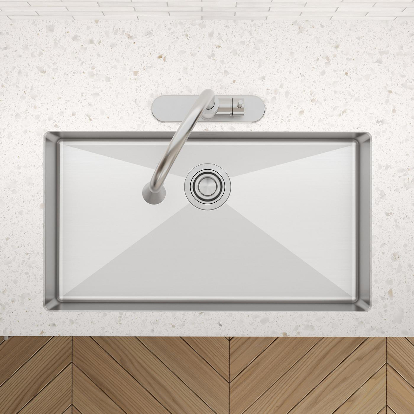 Elkay Tarja Crosstown® Calibre 18 Acero Inoxidable 33" x 22" x 6" de Un Tazón ADA de Doble Montaje — ambiente de cocina