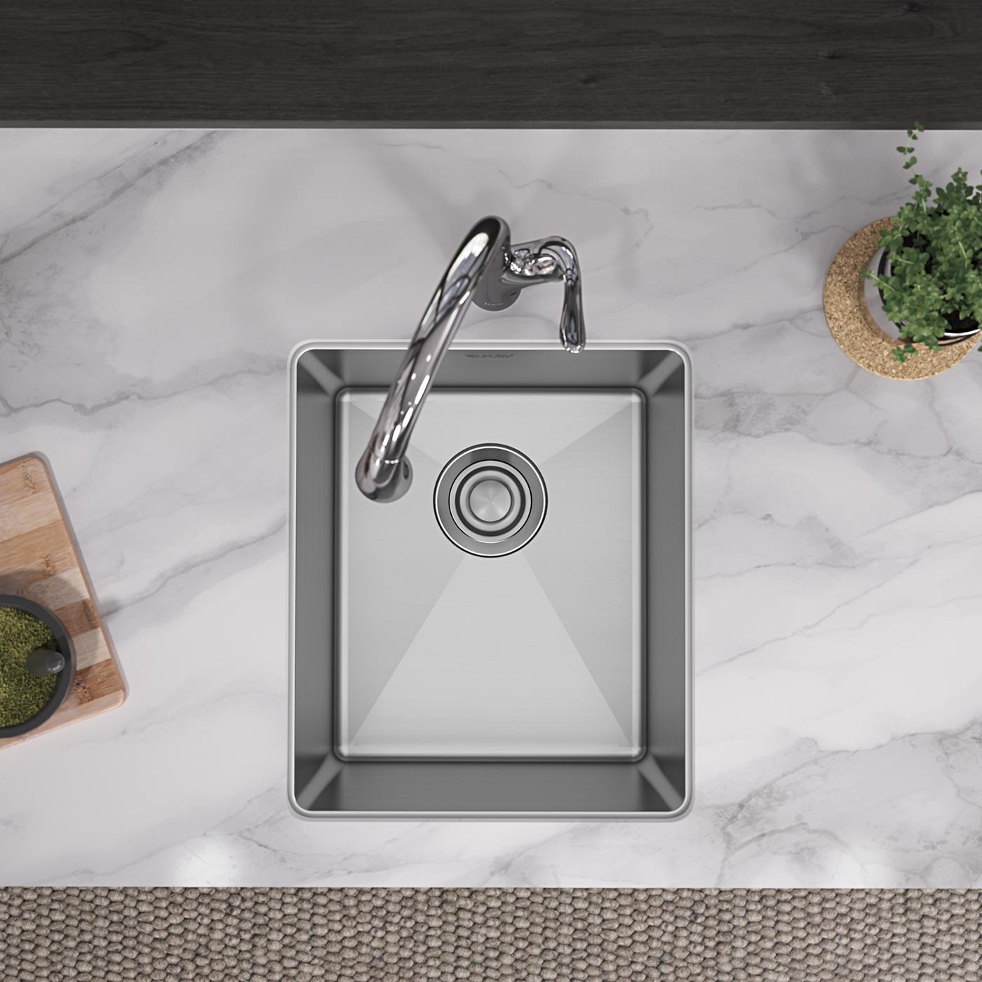 Elkay Tarja Crosstown® Calibre 16 Acero Inoxidable 16" x 18-1/2" x 10" de Un Tazón Bajo Cubierta — ambiente de cocina