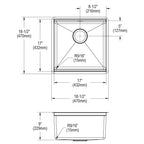 Elkay Tarja Crosstown® Calibre 16 Workstation Acero Inoxidable 18-1/2" x 18-1/2" x 8-3/4" de Un Tazón Bajo Cubierta (Kit) — vista de producto