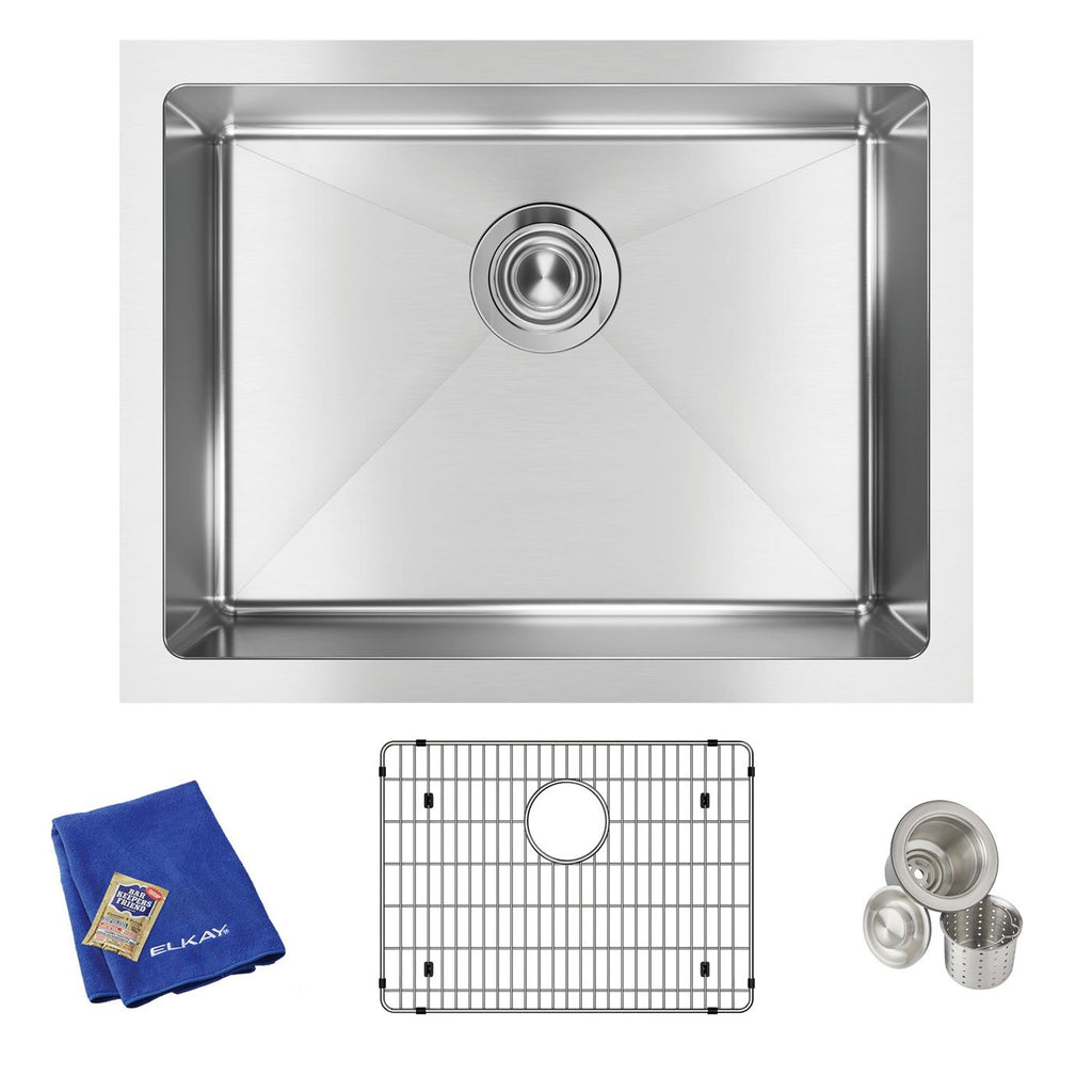 Elkay Tarja Crosstown® Calibre 16 Acero Inoxidable 23-1/2" x 18-1/4" x 10" de Un Tazón Bajo Cubierta (Kit) — ambiente de cocina