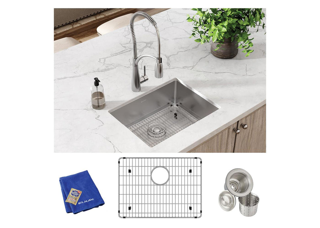 Elkay Tarja Crosstown® Calibre 16 Acero Inoxidable 23-1/2" x 18-1/4" x 10" de Un Tazón Bajo Cubierta (Kit) — ambiente de cocina