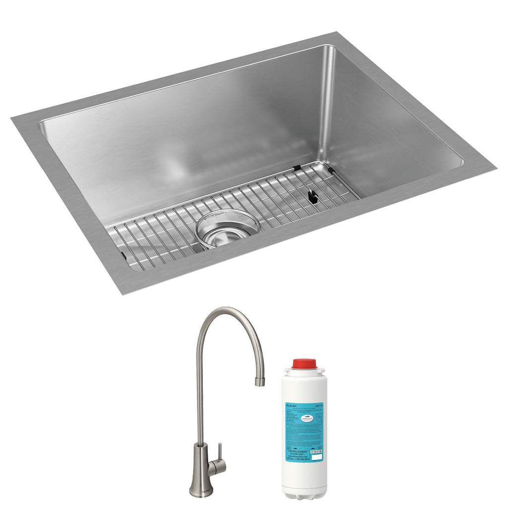 Elkay Tarja Crosstown® Calibre 16 Acero Inoxidable 23-1/2" x 18-1/4" x 10" de Un Tazón Bajo Cubierta (Kit con Llave Filtrada para Bebidas) — vista de producto