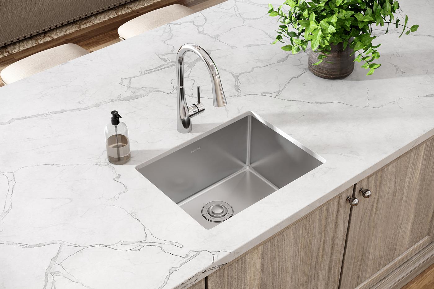 Elkay Tarja Crosstown® Calibre 16 Acero Inoxidable 23-1/2" x 18-1/4" x 10" de Un Tazón Bajo Cubierta — ambiente de cocina