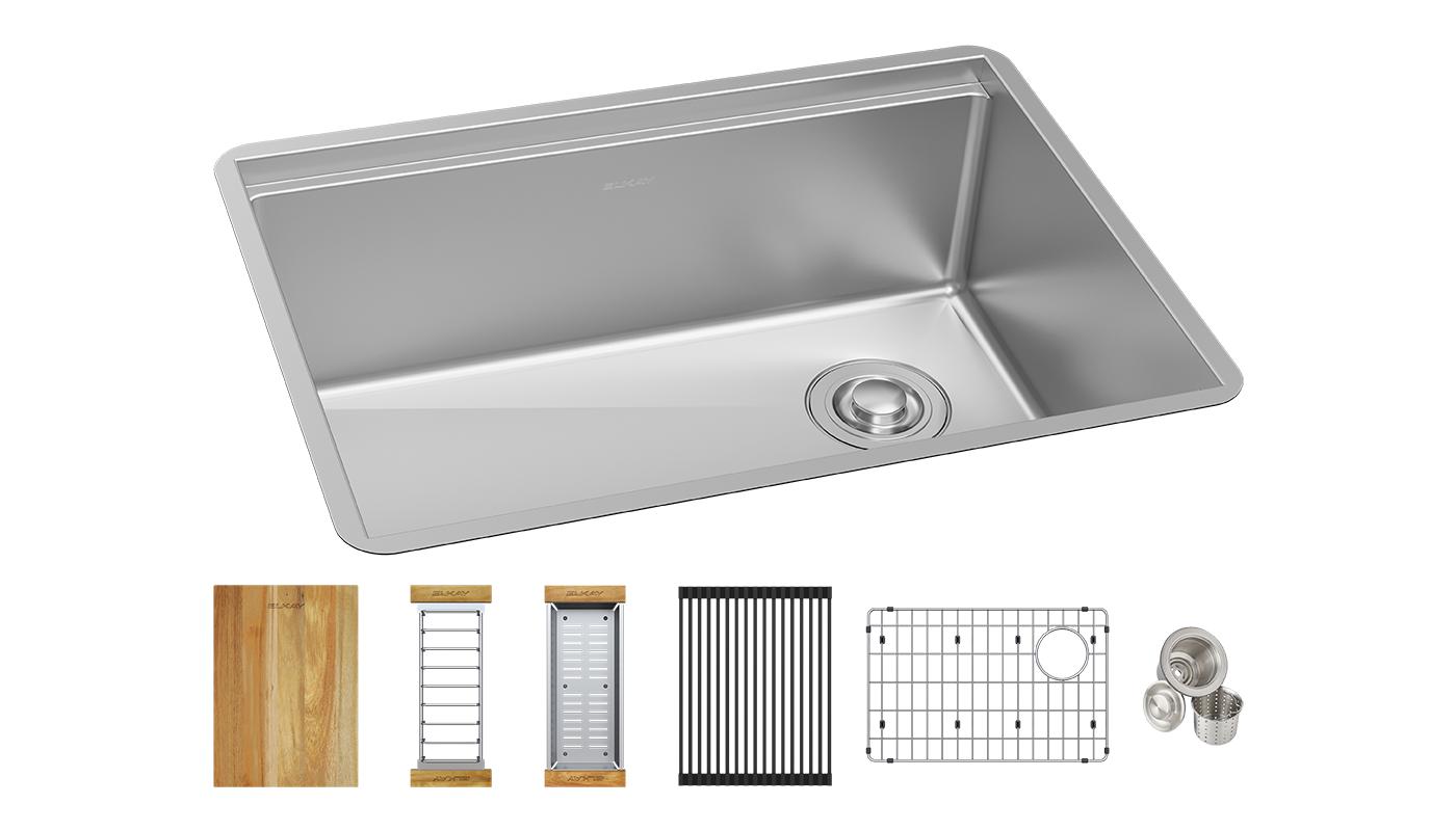 Elkay Tarja Crosstown® Calibre 18 Workstation Acero Inoxidable 31-1/2" x 18-1/2" x 9" de Un Tazón Bajo Cubierta (Kit) — vista de producto