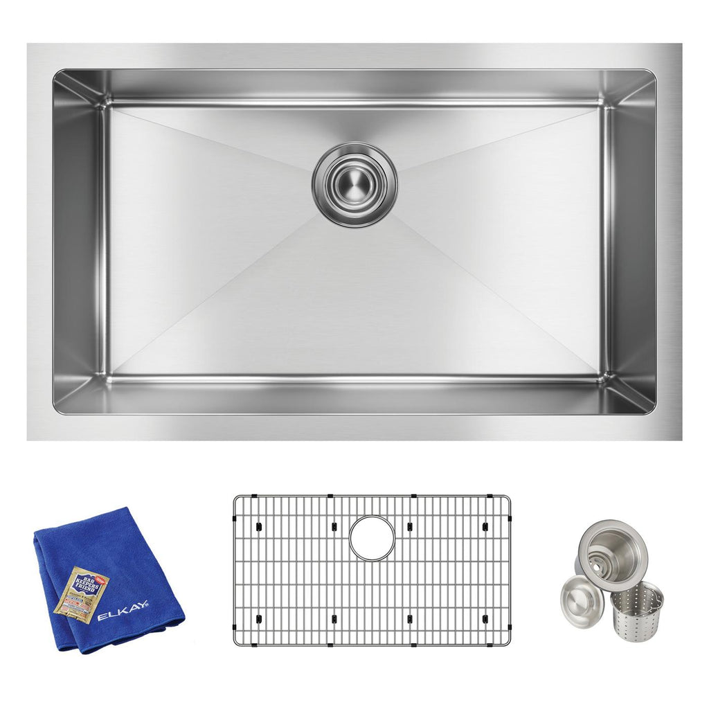 Elkay Tarja Crosstown® Calibre 16 Acero Inoxidable 30-1/2" x 18-1/2" x 10" de Un Tazón Bajo Cubierta (Kit) — vista de producto
