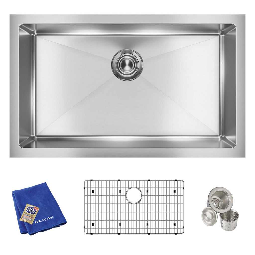 Elkay Tarja Crosstown® Calibre 16 Acero Inoxidable 30-1/2" x 18-1/2" x 8" de Un Tazón Bajo Cubierta (Kit) — vista de producto