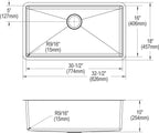 Elkay Tarja Crosstown® Calibre 16 Acero Inoxidable 32-1/2" x 18" x 10" de Un Tazón Bajo Cubierta — vista de producto