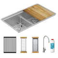Elkay Tarja Crosstown® Calibre 16 Workstation Acero Inoxidable 31-1/2" x 18-1/2" x 9" de Dos Tazones Iguales (Kit con Aqua Divide) and Filtered Beverage Faucet — vista de producto