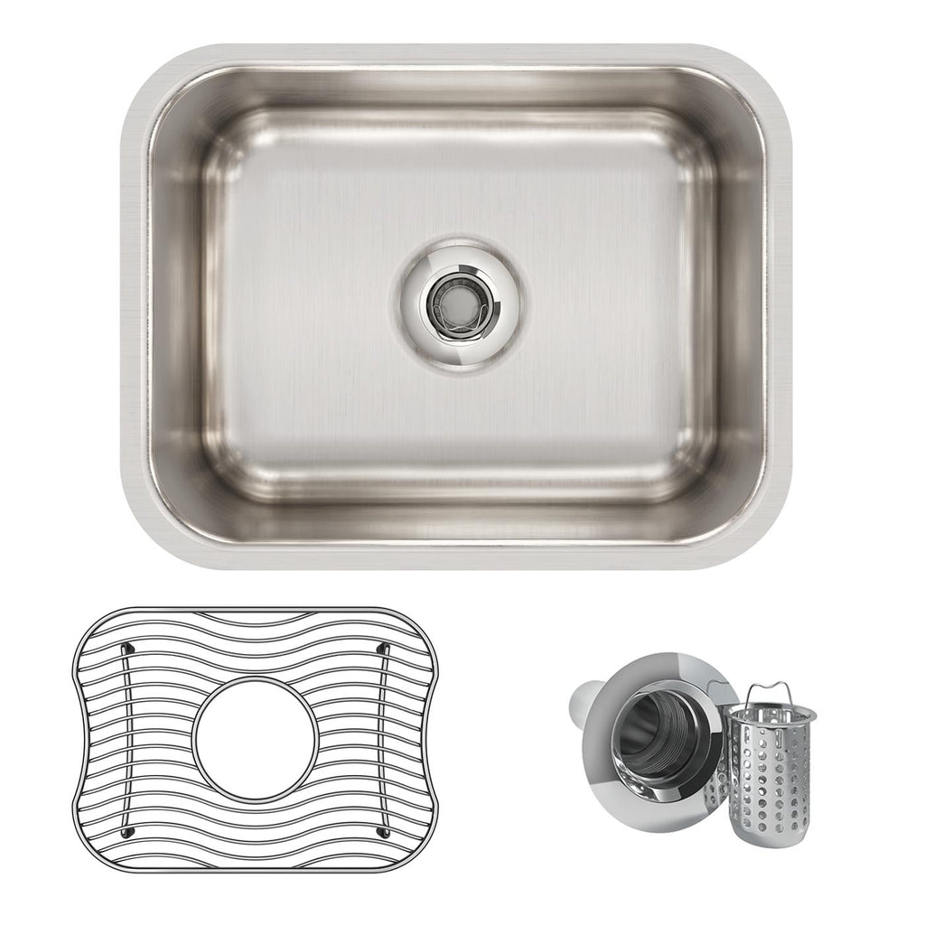 Elkay Tarja Lustertone® Classic Acero Inoxidable 14-1/2" x 11-3/4" x 7" de Un Tazón Bajo Cubierta Bar (Kit) — ambiente de cocina