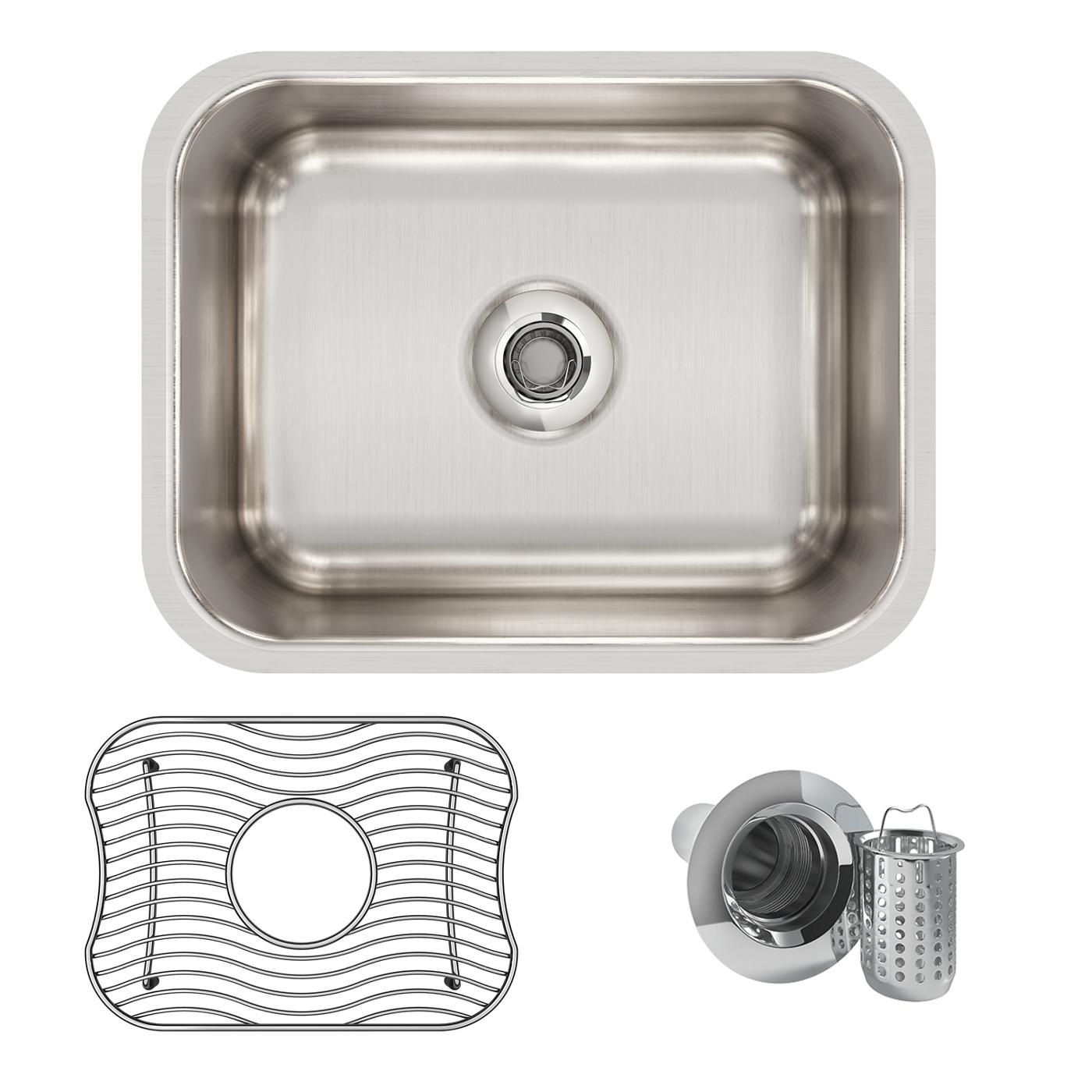 Elkay Tarja Lustertone® Classic Acero Inoxidable 14-1/2" x 11-3/4" x 7" de Un Tazón Bajo Cubierta Bar (Kit) — ambiente de cocina