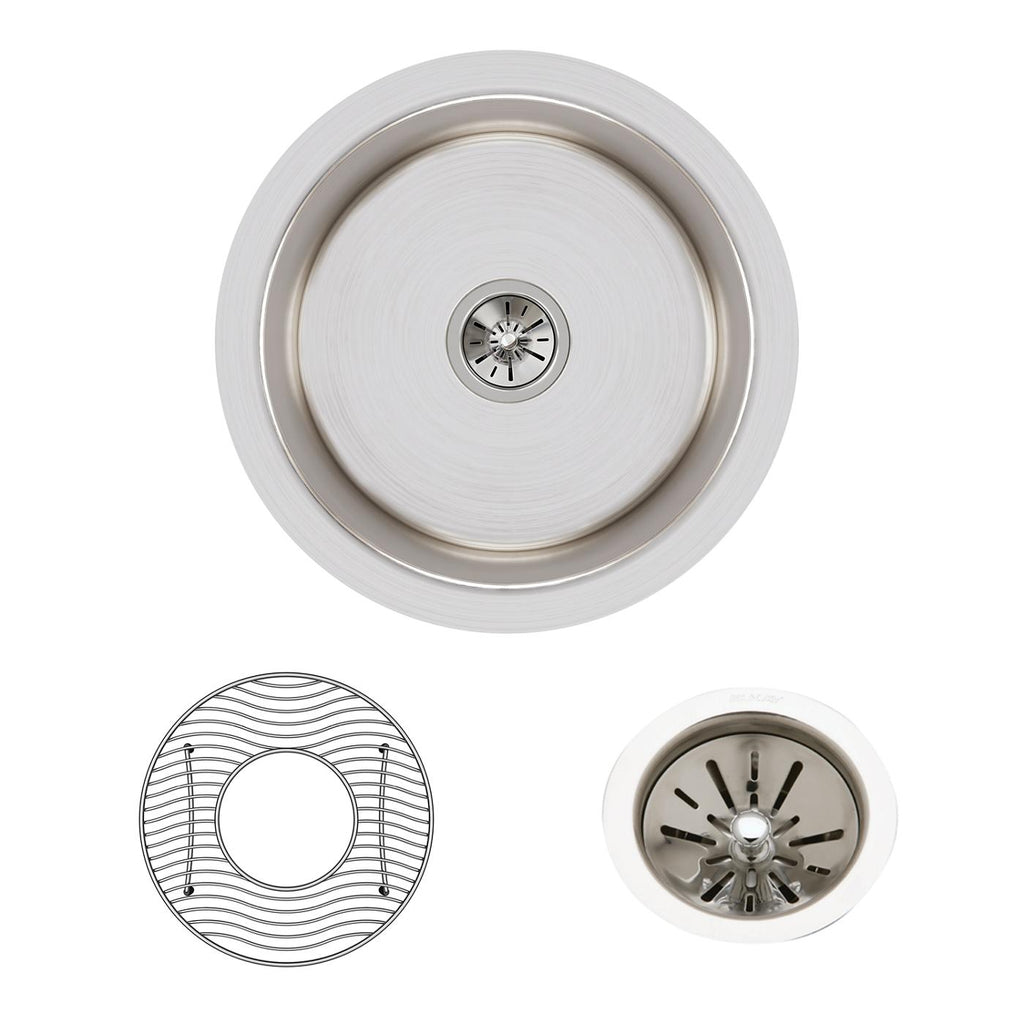 Elkay Tarja Lustertone® Classic Acero Inoxidable 14-3/8" x 14-3/8" x 6" de Un Tazón Bajo Cubierta (Kit) — ambiente de cocina