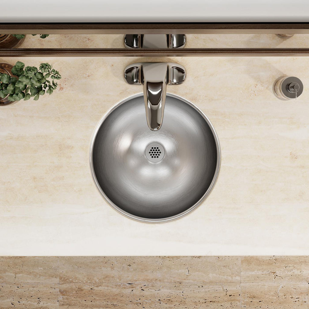Elkay Tarja Asana® Acero Inoxidable 14-3/8" x 14-3/8" x 6" de Un Tazón Bajo Cubierta Bathroom with Overflow — ambiente de cocina