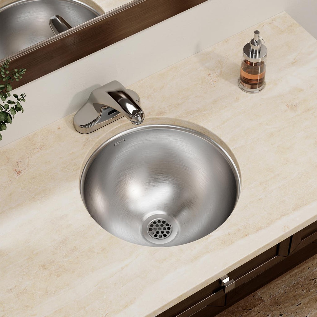 Elkay Tarja Asana® Acero Inoxidable 14-3/8" x 14-3/8" x 6" de Un Tazón Bajo Cubierta Bathroom — ambiente de cocina