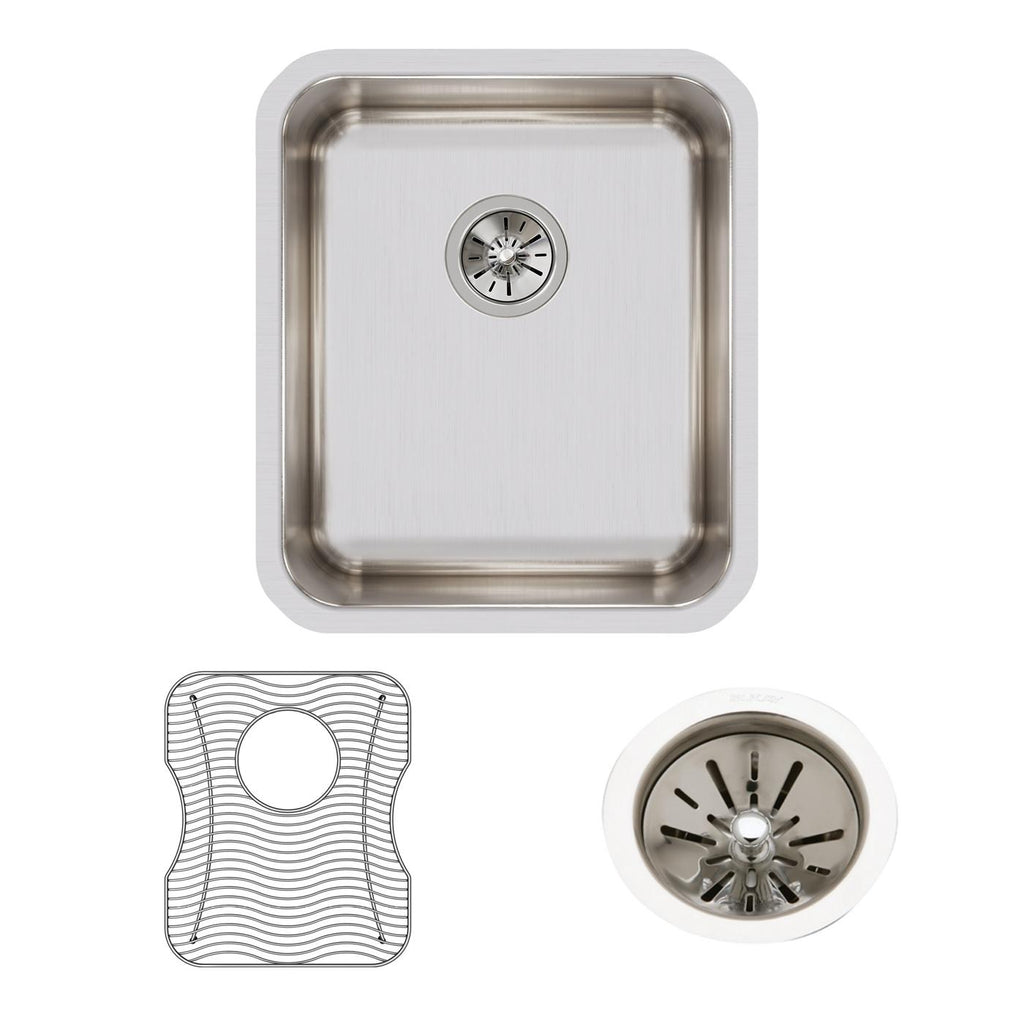 Elkay Tarja Lustertone® Classic Acero Inoxidable 16" x 18-1/2" x 7-7/8" de Un Tazón Bajo Cubierta (Kit) — ambiente de cocina