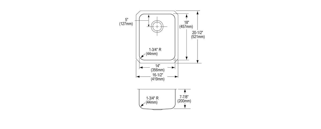 Elkay Tarja Lustertone® Classic Acero Inoxidable 16-1/2" x 20-1/2" x 7-7/8" de Un Tazón Bajo Cubierta — vista de producto
