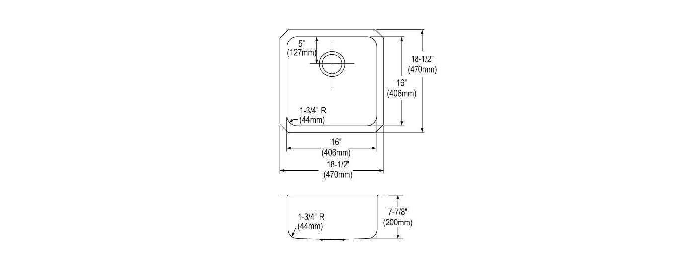 Elkay Tarja Lustertone® Classic Acero Inoxidable 18-1/2" x 18-1/2" x 7-7/8" de Un Tazón Bajo Cubierta (Kit) — vista de producto
