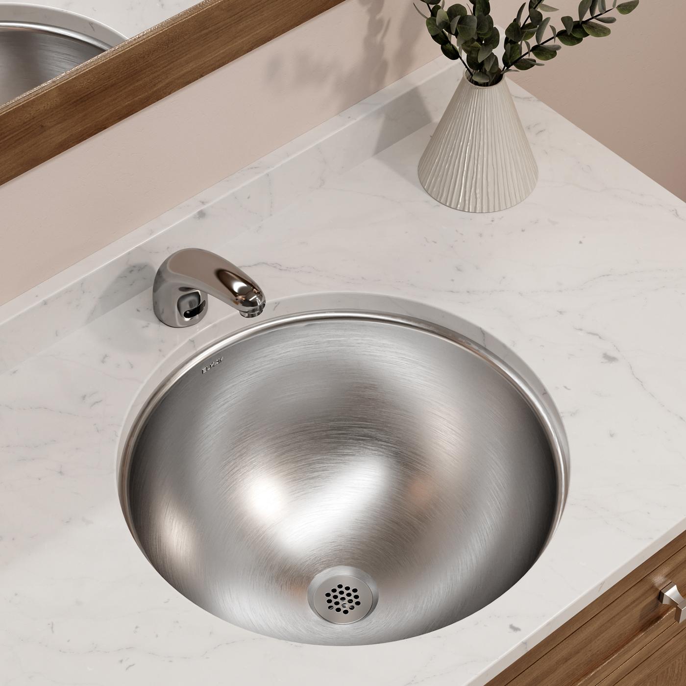 Elkay Tarja Asana® Acero Inoxidable 18-3/8" x 18-3/8" x 8" de Un Tazón Bajo Cubierta Bathroom with Overflow — ambiente de cocina