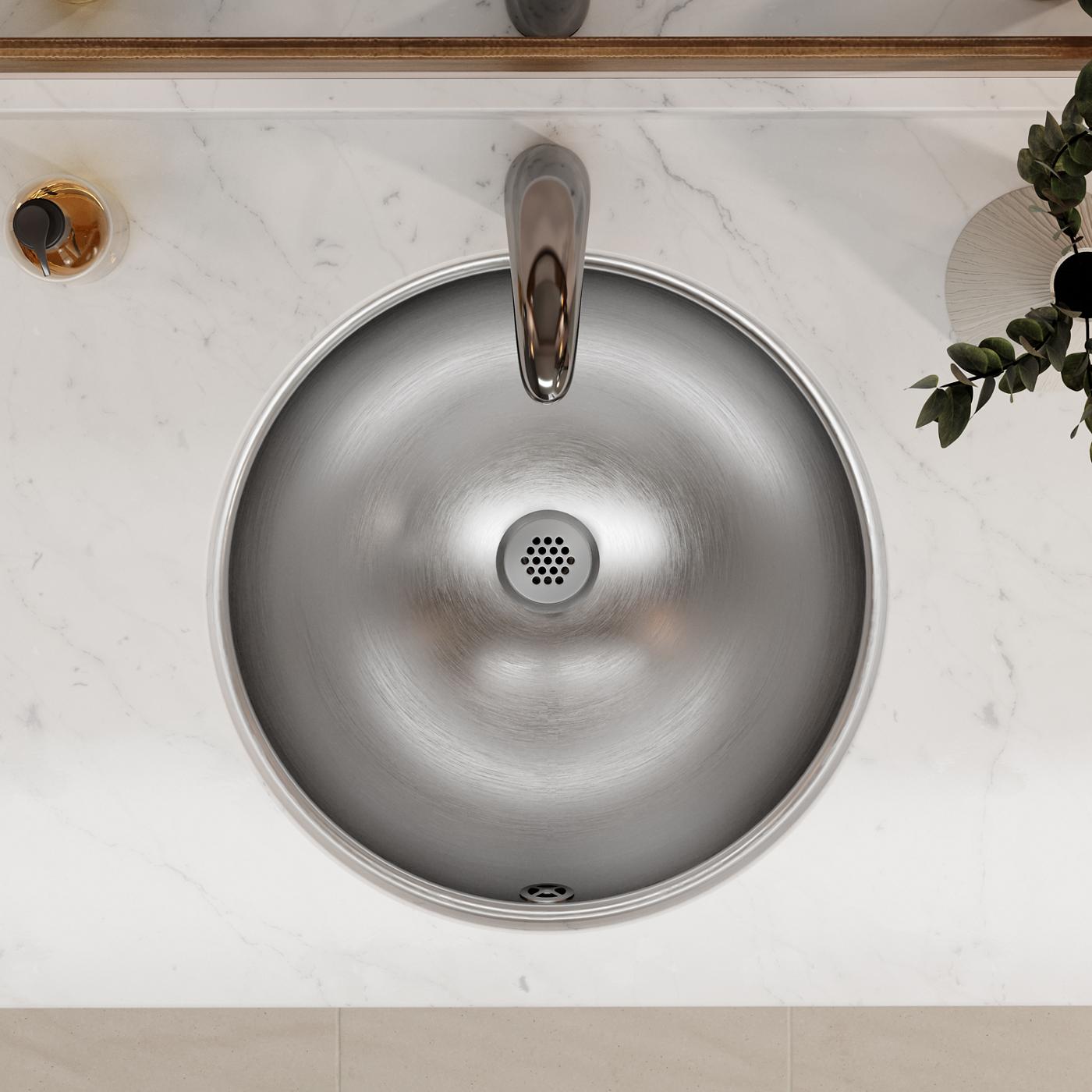 Elkay Tarja Asana® Acero Inoxidable 18-3/8" x 18-3/8" x 8" de Un Tazón Bajo Cubierta Bathroom with Overflow — ambiente de cocina