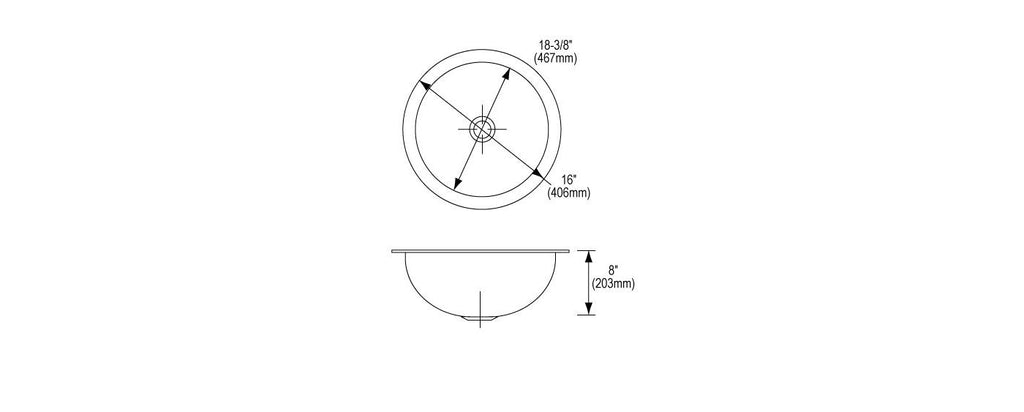 Elkay Tarja Asana® Acero Inoxidable 18-3/8" x 18-3/8" x 8" de Un Tazón Bajo Cubierta Bathroom — vista de producto