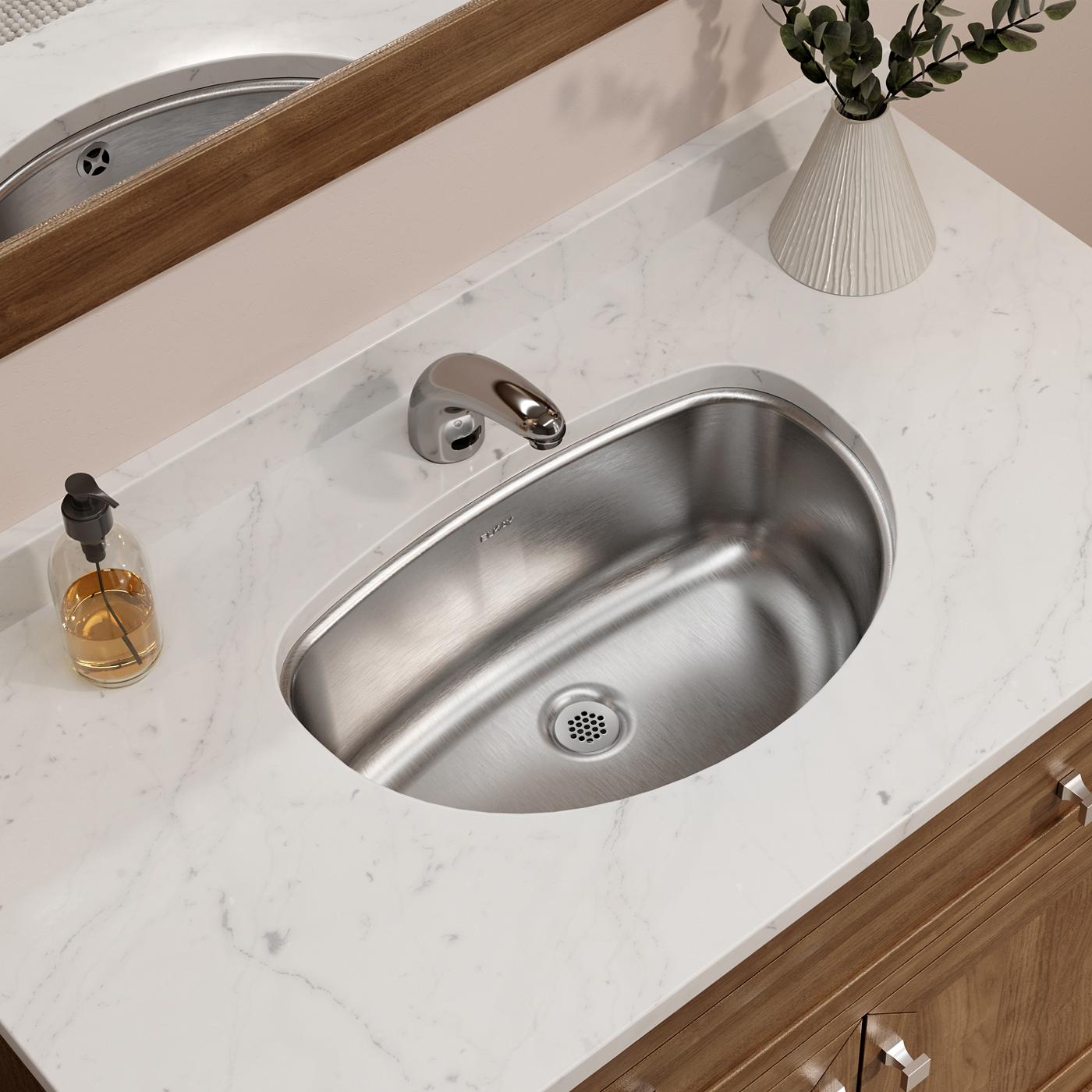 Elkay Tarja Asana® Acero Inoxidable 19-1/2" x 13-5/16" x 6-1/4" de Un Tazón Bajo Cubierta Bathroom — ambiente de cocina