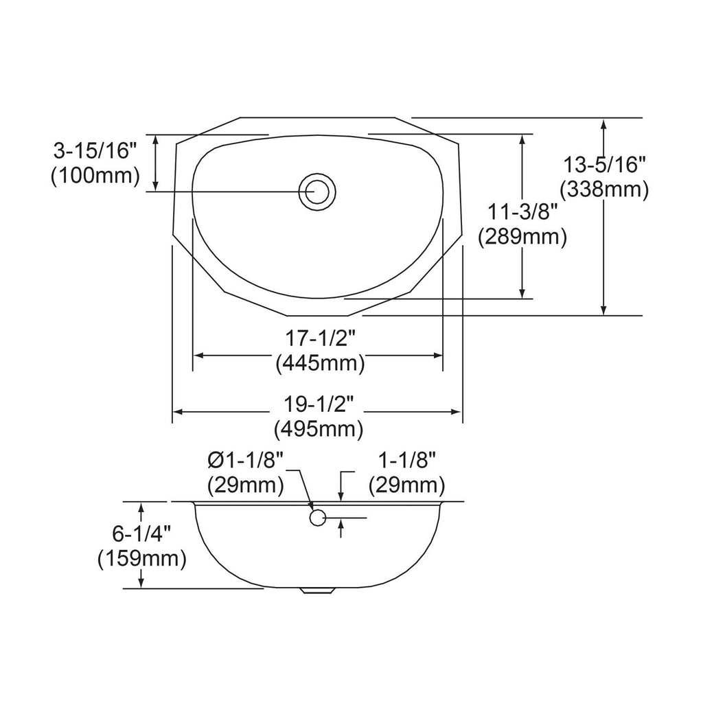 Elkay Tarja Asana® Acero Inoxidable 19-1/2" x 13-5/16" x 6-1/4" de Un Tazón Bajo Cubierta Bathroom — vista de producto