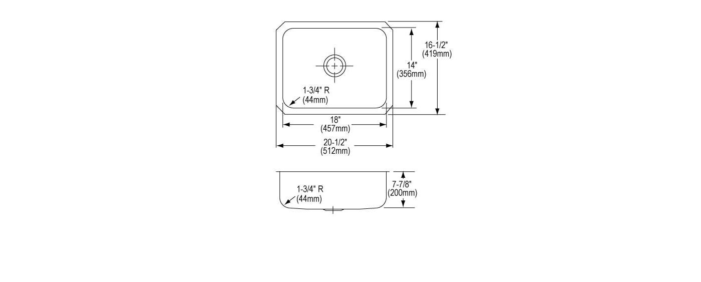 Elkay Tarja Lustertone® Classic Acero Inoxidable 20-1/2" x 16-1/2" x 7-7/8" de Un Tazón Bajo Cubierta — vista de producto