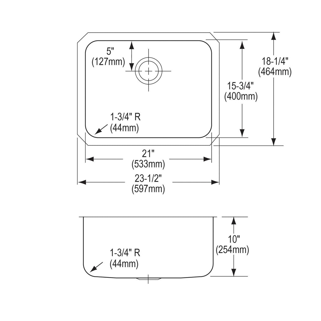 Elkay Tarja Lustertone® Classic Acero Inoxidable 23-1/2" x 18-1/4" x 10" de Un Tazón Bajo Cubierta — vista de producto