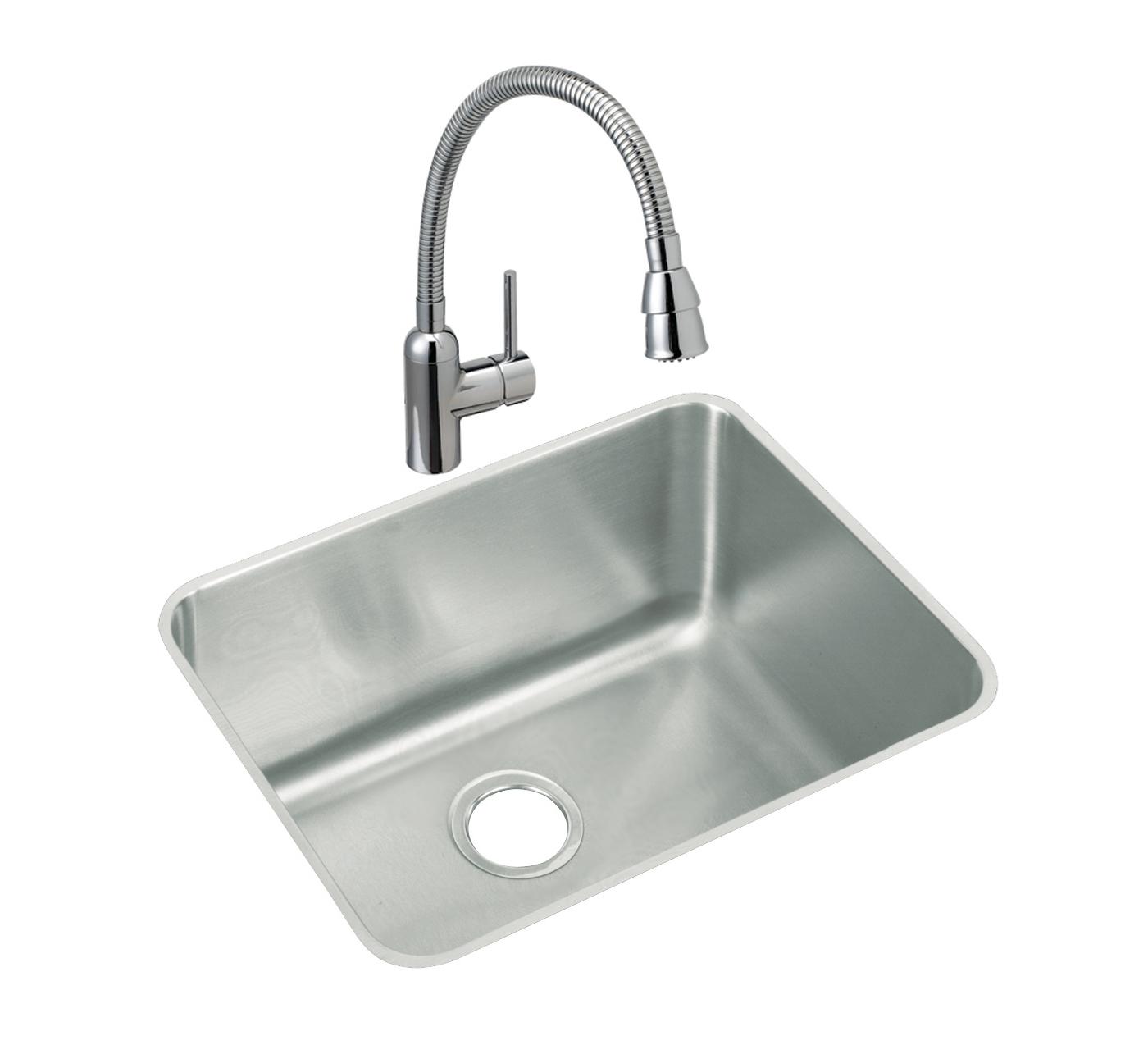 Elkay Tarja Lustertone® Classic Acero Inoxidable 23-1/2" x 18-1/4" x 12" de Un Tazón Bajo Cubierta — ambiente de cocina