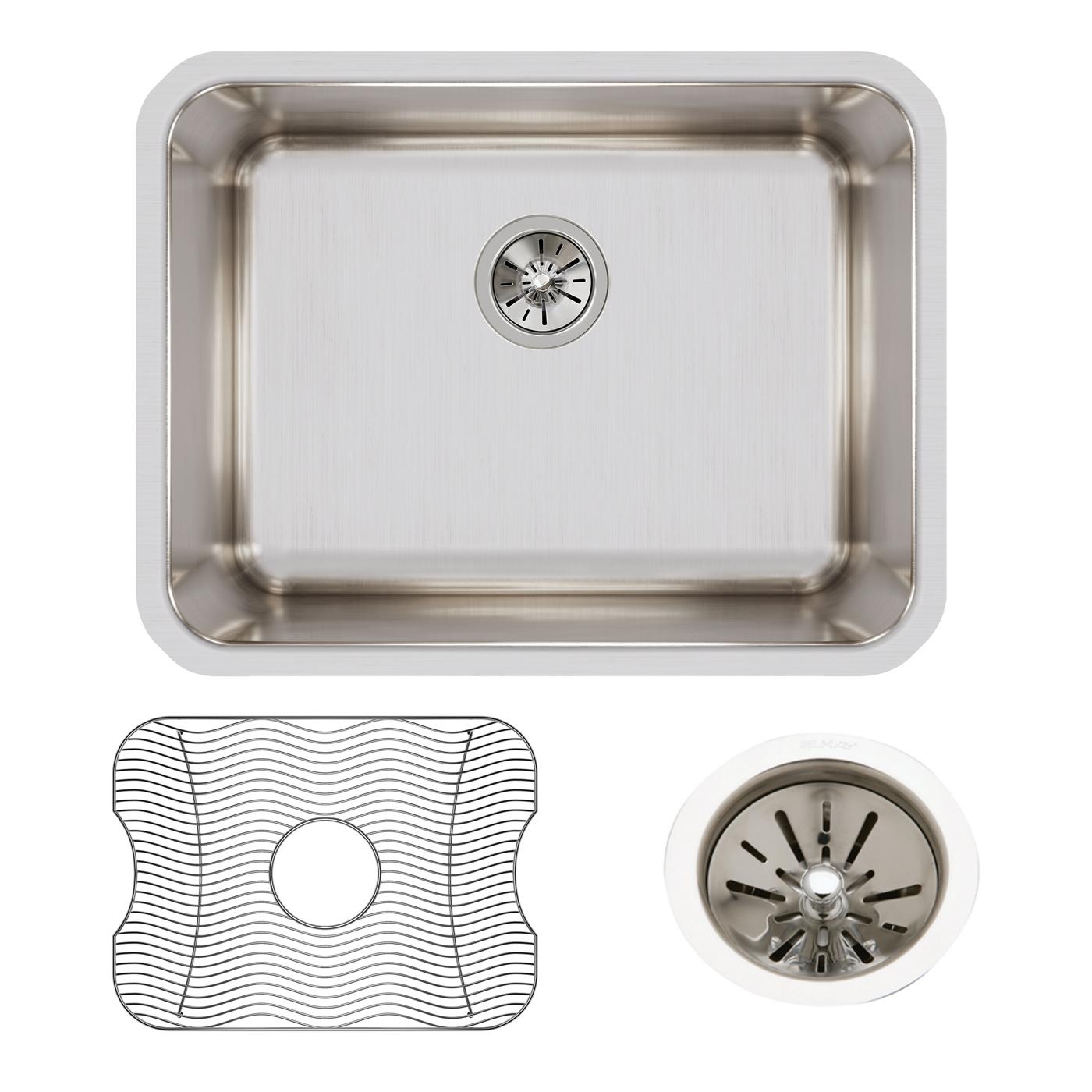 Elkay Tarja Lustertone® Classic Acero Inoxidable 23-1/2" x 18-1/4" x 7-1/2" de Un Tazón Bajo Cubierta (Kit) — ambiente de cocina