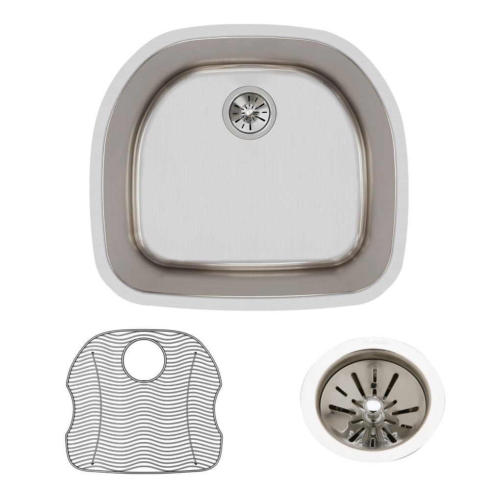 Elkay Tarja Lustertone® Classic Acero Inoxidable 23-5/8" x 21-1/4" x 10" de Un Tazón Bajo Cubierta (Kit) — ambiente de cocina