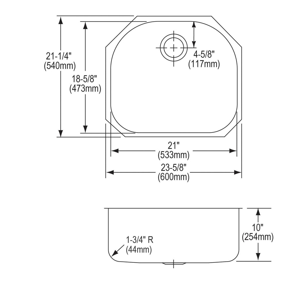 Elkay Tarja Lustertone® Classic Acero Inoxidable 23-5/8" x 21-1/4" x 10" de Un Tazón Bajo Cubierta (Kit) — vista de producto