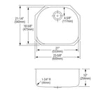 Elkay Tarja Lustertone® Classic Acero Inoxidable 23-5/8" x 21-1/4" x 10" de Un Tazón Bajo Cubierta (Kit) — vista de producto