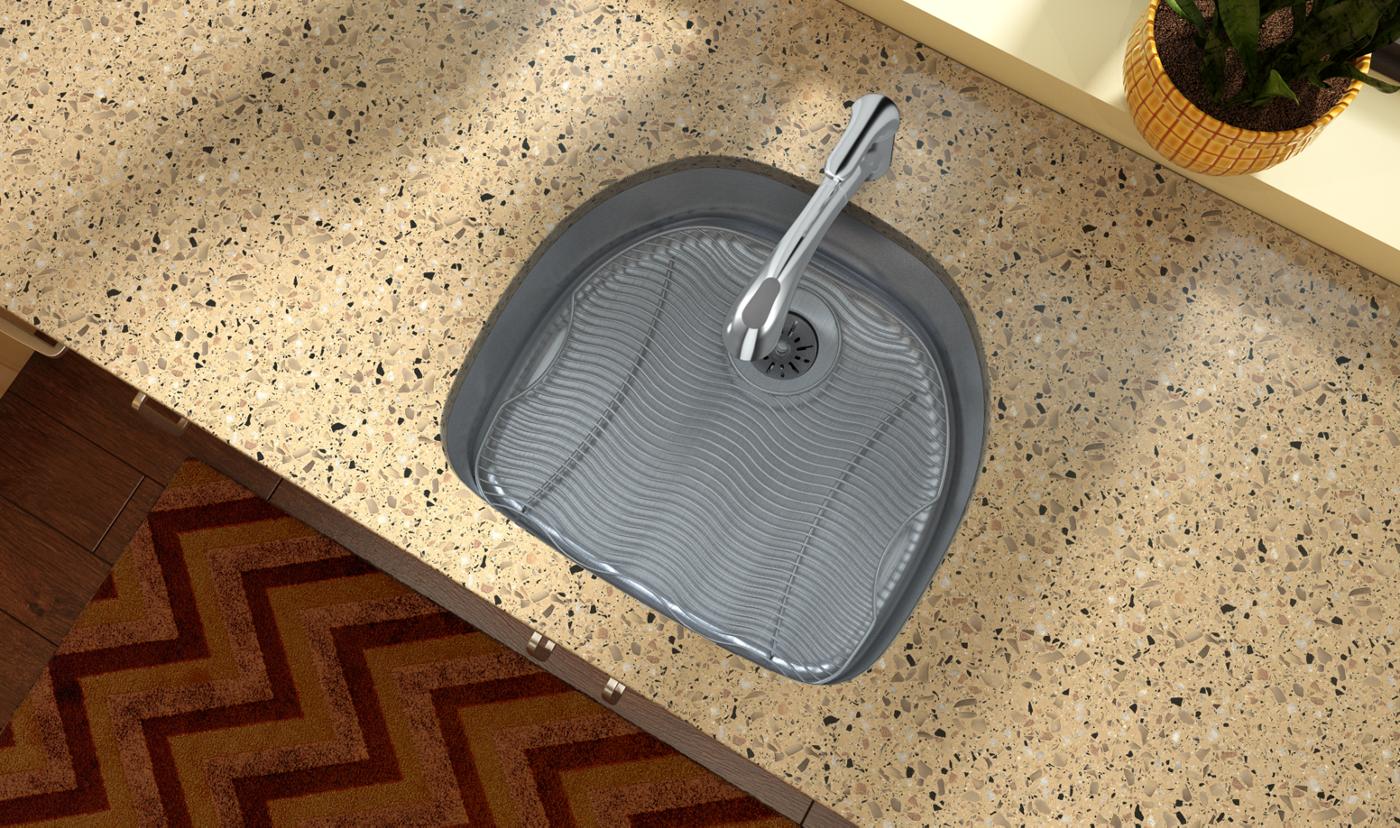 Elkay Tarja Lustertone® Classic Acero Inoxidable 23-5/8" x 21-1/4" x 7-1/2" de Un Tazón Bajo Cubierta with Perfect Drain® — ambiente de cocina