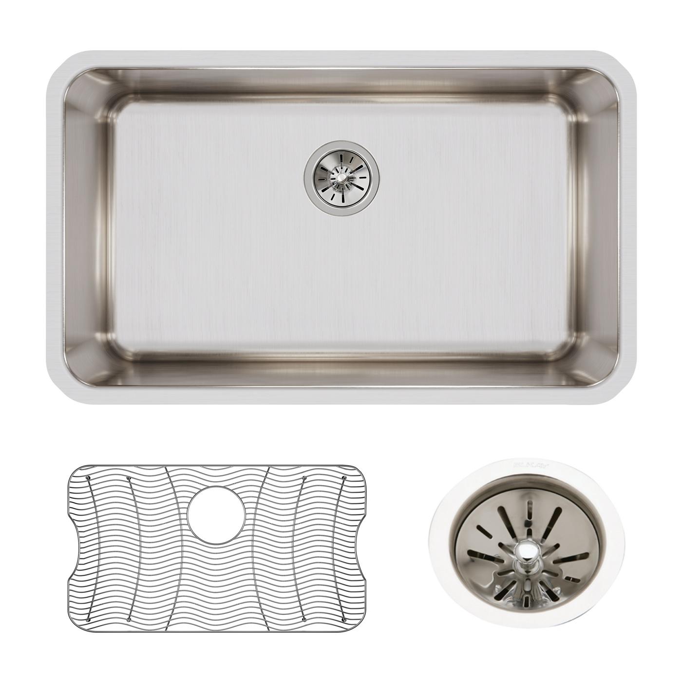 Elkay Tarja Lustertone® Classic Acero Inoxidable 30-1/2" x 18-1/2" x 11-1/2" de Un Tazón Bajo Cubierta (Kit) — ambiente de cocina