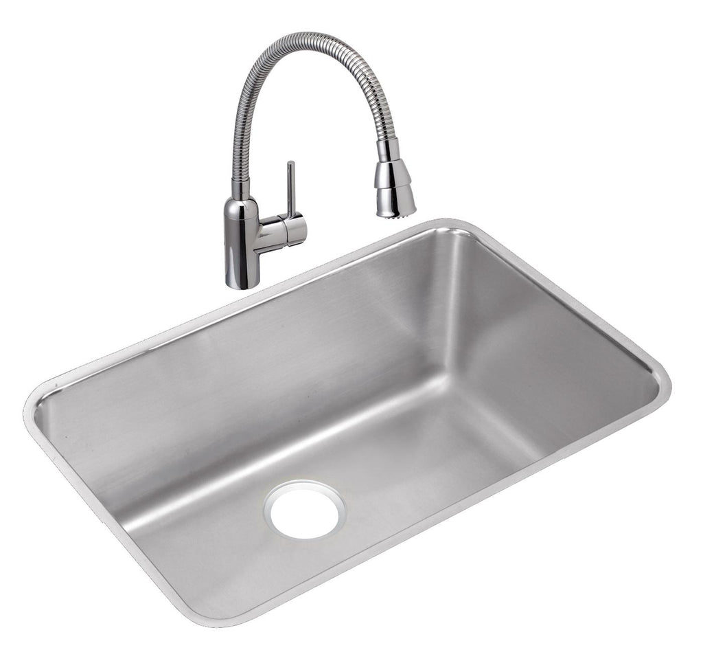 Elkay Tarja Lustertone® Classic Acero Inoxidable 30-1/2" x 18-1/2" x 11-1/2" de Un Tazón Bajo Cubierta — ambiente de cocina