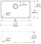 Elkay Tarja Lustertone® Classic Acero Inoxidable 30-1/2" x 18-1/2" x 11-1/2" de Un Tazón Bajo Cubierta (Kit) — vista de producto