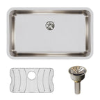 Elkay Tarja Lustertone® Classic Acero Inoxidable 30-1/2" x 18-1/2" x 7-1/2" de Un Tazón Bajo Cubierta (Kit) w/Perfect Drain® — ambiente de cocina