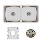 Elkay Tarja Lustertone® Classic Acero Inoxidable 31-3/4" x 16-1/2" x 7-1/2" de Dos Tazones Iguales Bajo Cubierta (Kit) — ambiente de cocina