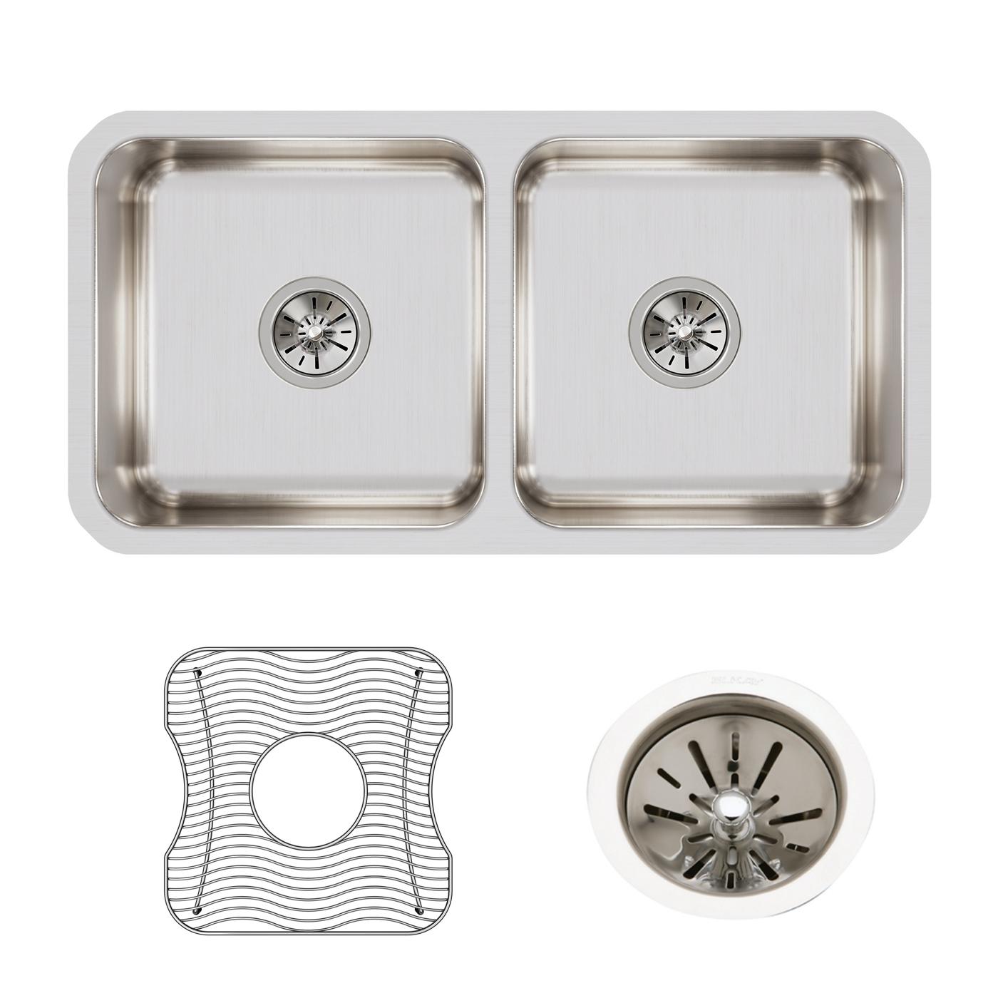 Elkay Tarja Lustertone® Classic Acero Inoxidable 31-3/4" x 16-1/2" x 7-1/2" de Dos Tazones Iguales Bajo Cubierta (Kit) — ambiente de cocina