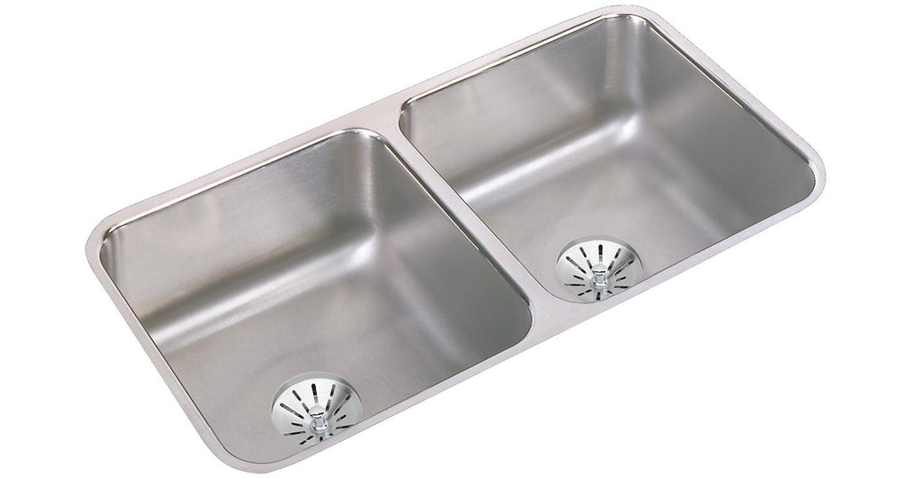 Elkay Tarja Lustertone® Classic Acero Inoxidable 31-3/4" x 16-1/2" x 7-1/2" de Dos Tazones Bajo Cubierta con Perfect Drain® — vista de producto